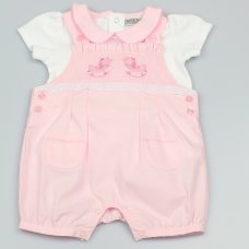 GF1077: Baby Girls Unicorn Dungaree & Top Outfit (0-9 Months)